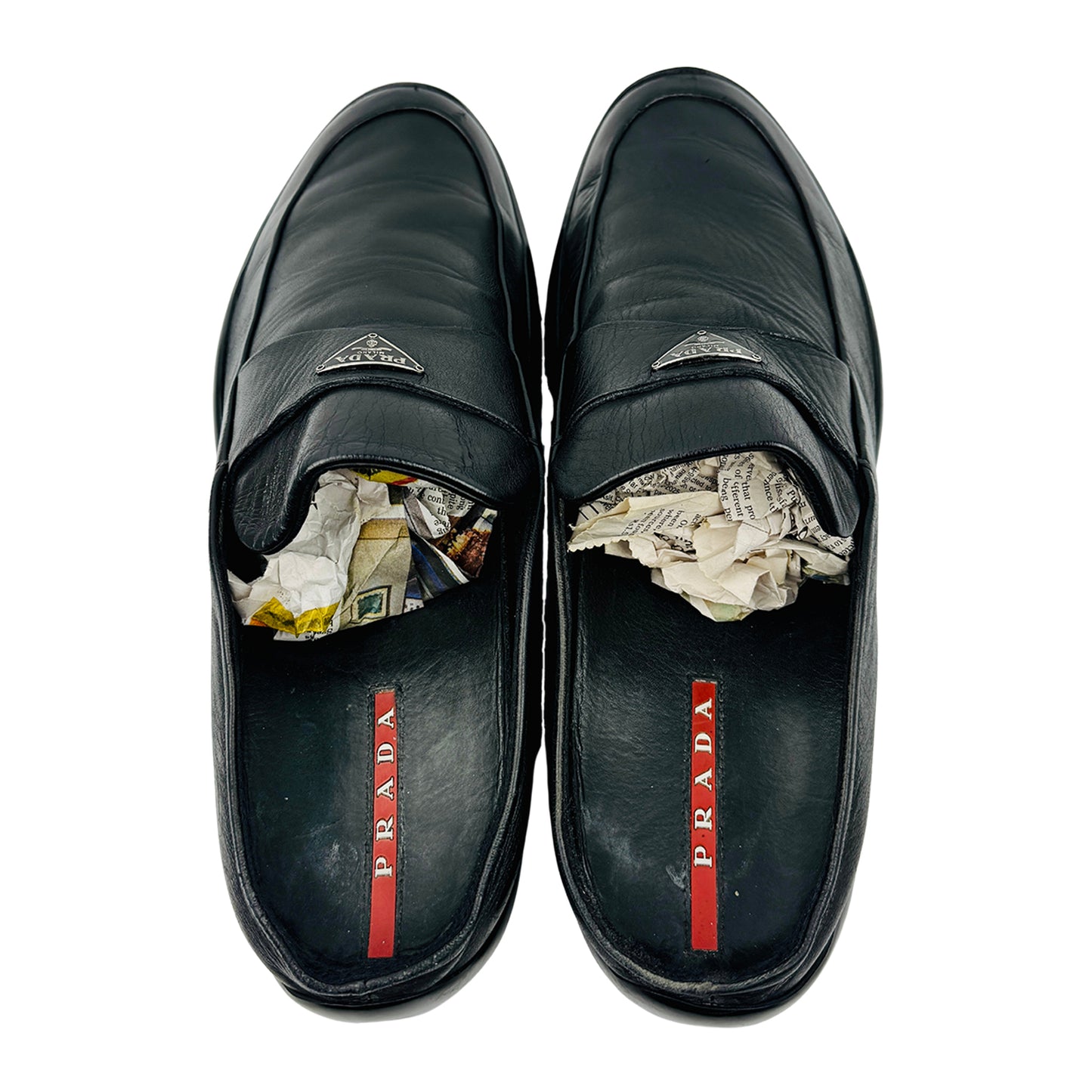 Prada Men's Black Leather Mules (Size 43.5)