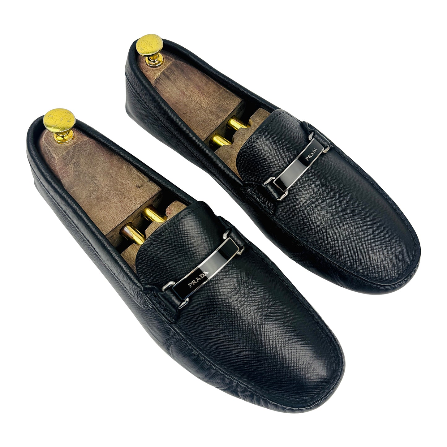 Prada Saffiano Black Leather Loafers (Size 42.5) - 2DD159