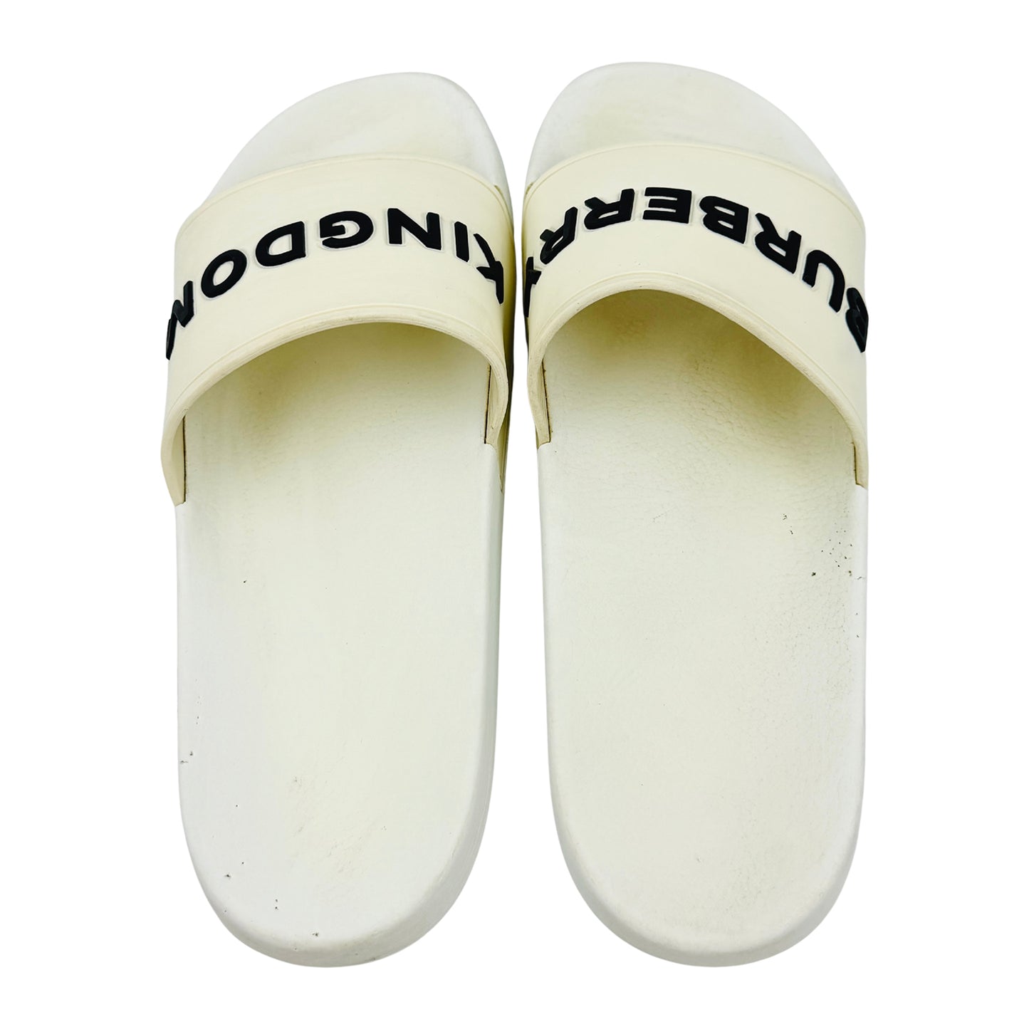 Burberry Kingdom Motif White Slides (Size 39)