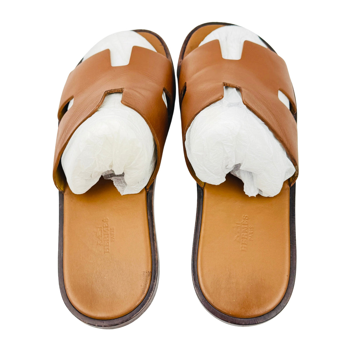 Hermès Izmir Tan Leather Sandal Slides (Size 43)