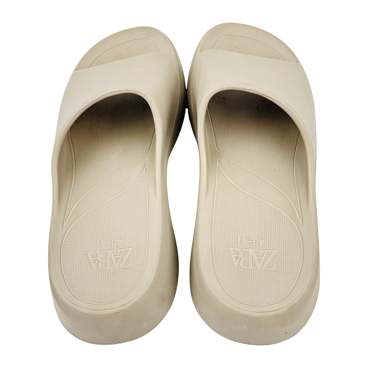 Zara Platform 'Beige Sand' Rubber Slides (Size 40/41)