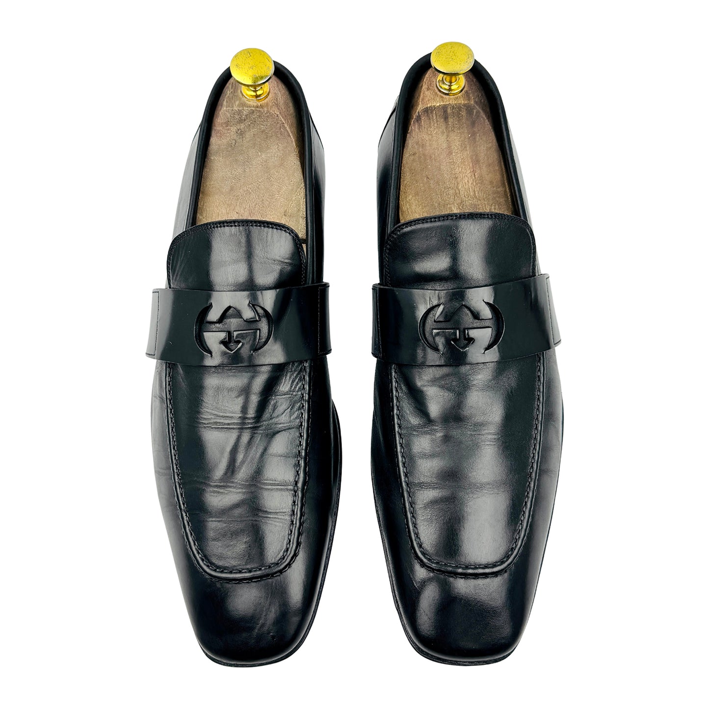 Gucci Black Interlocking G Leather Loafers (Size 42.5)