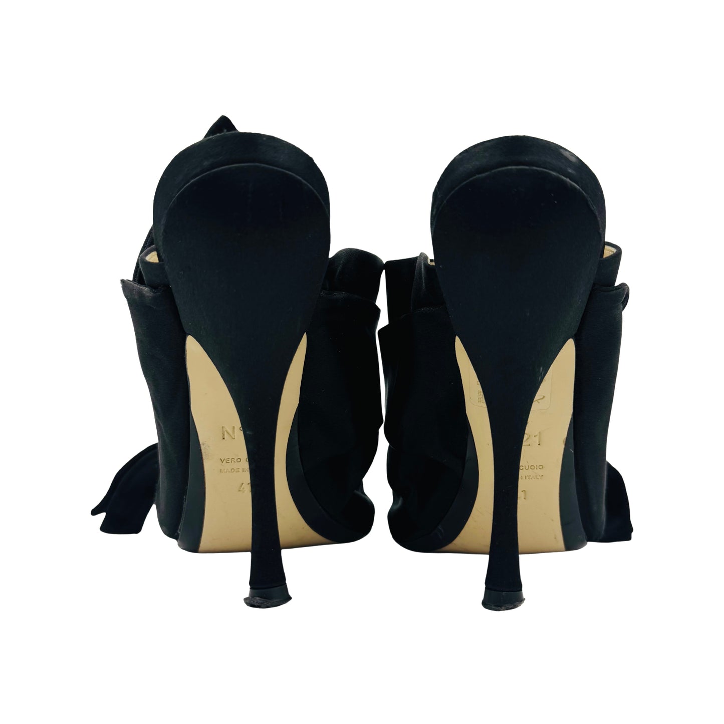 N°21 Women's Ronny Black Satin Heels (Size 41)