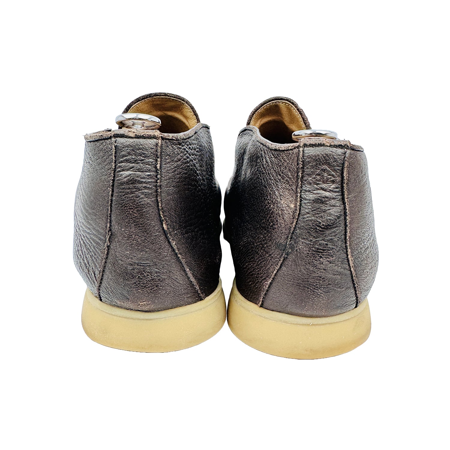 Back Side image of Loro Piana Men's Brown Open Walk Brown Ankle Boots (Size 45)