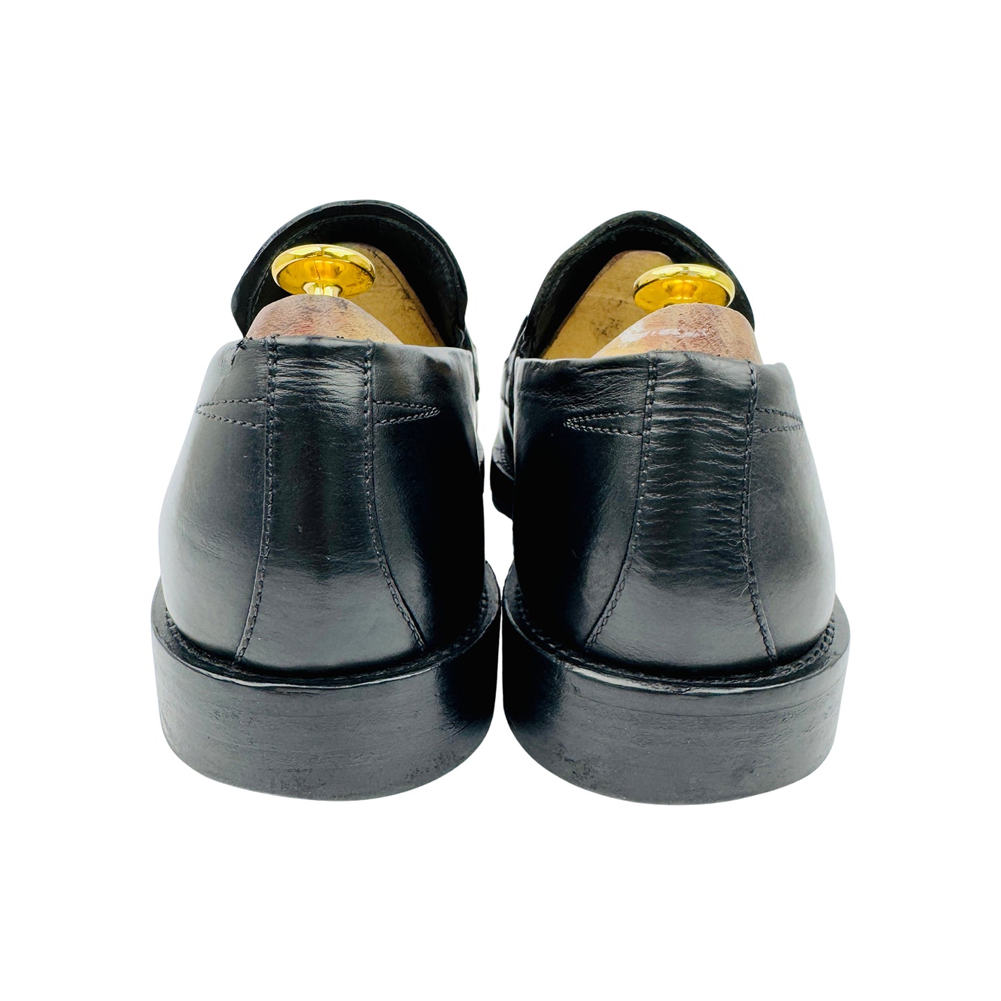 Hugo Boss Men Black Leather Logo Bar Loafers (Size 42.5)