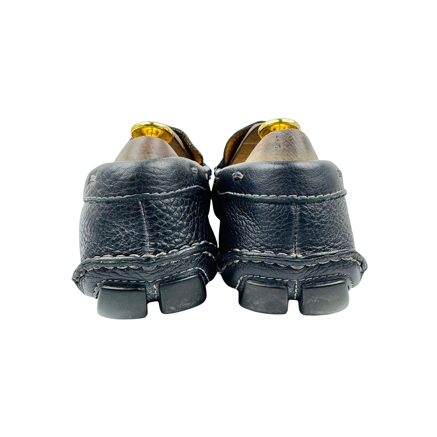 Prada Men's Grained Leather Metal Logo Driving Loafers (Size 42)