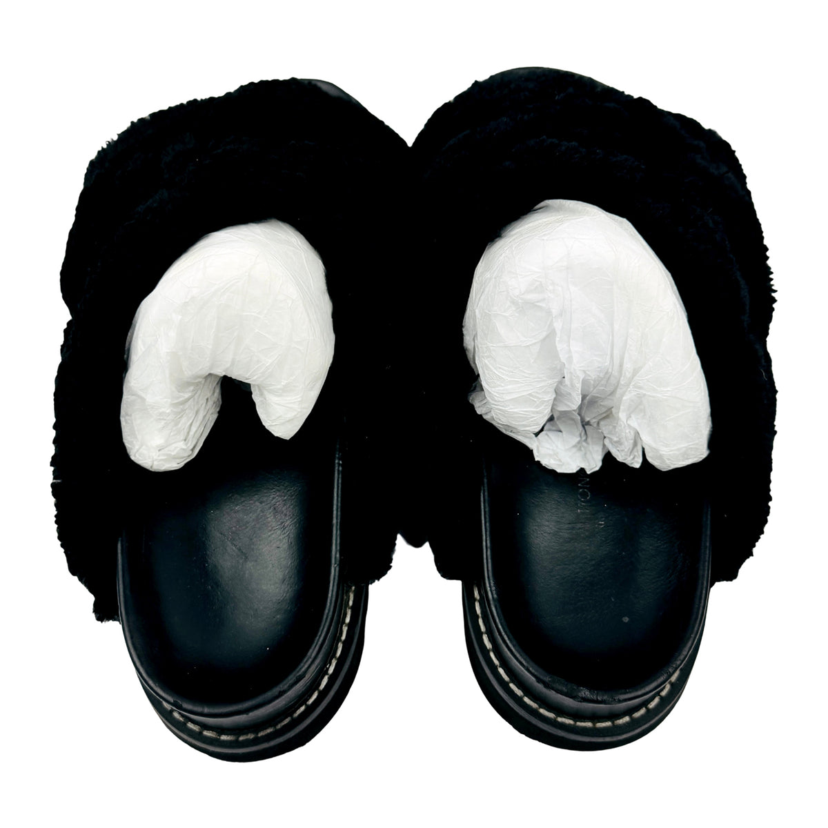 Louis Vuitton Black Fur Italian Slides (Size 40)