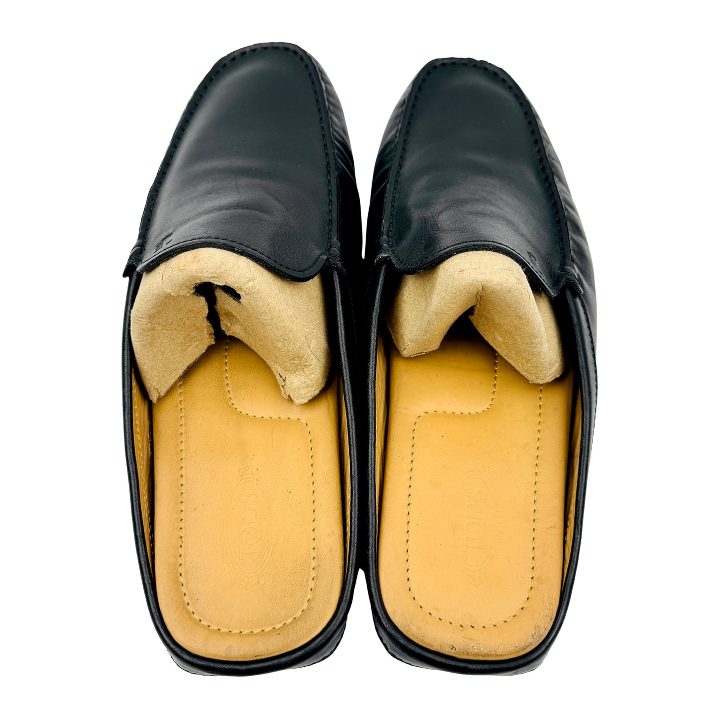 Tod's Men's Black Leather Flat Mules (Size 43/43.5)