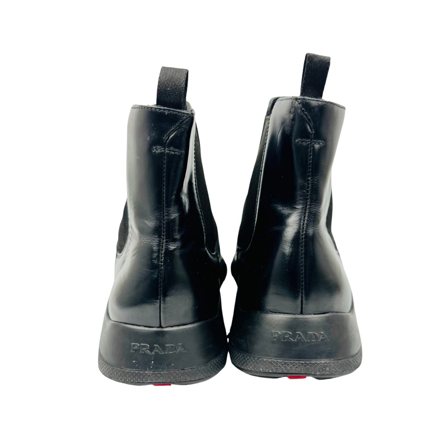 Prada Brushed Leather Black Chelsea Boots (Size 43/43.5) - 4T3331