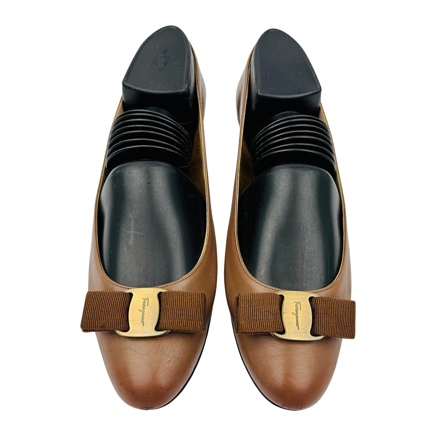 Salvatore Ferragamo Vara Pump Brown Slip-On Shoes (Size 38)