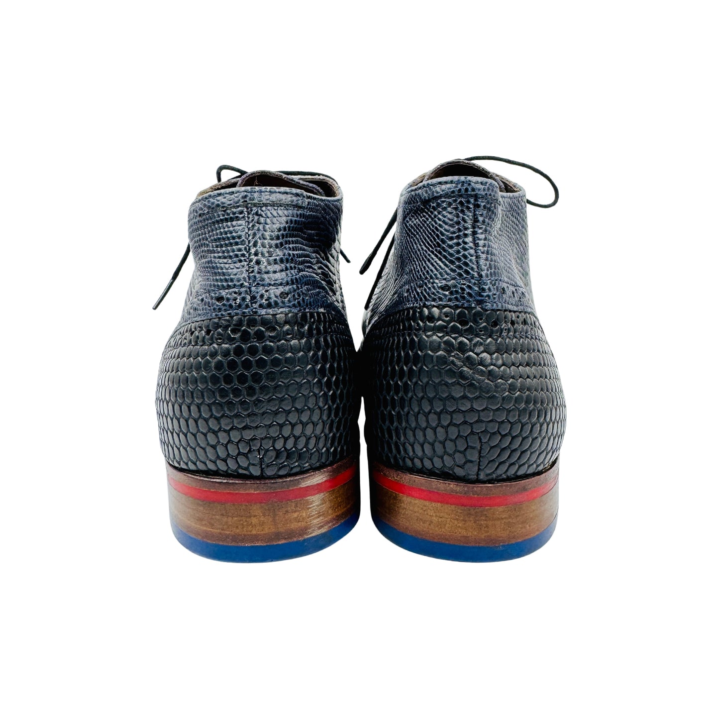 Floris van Bommel Men's Blue Snake Print Derby Shoes (Size 44)