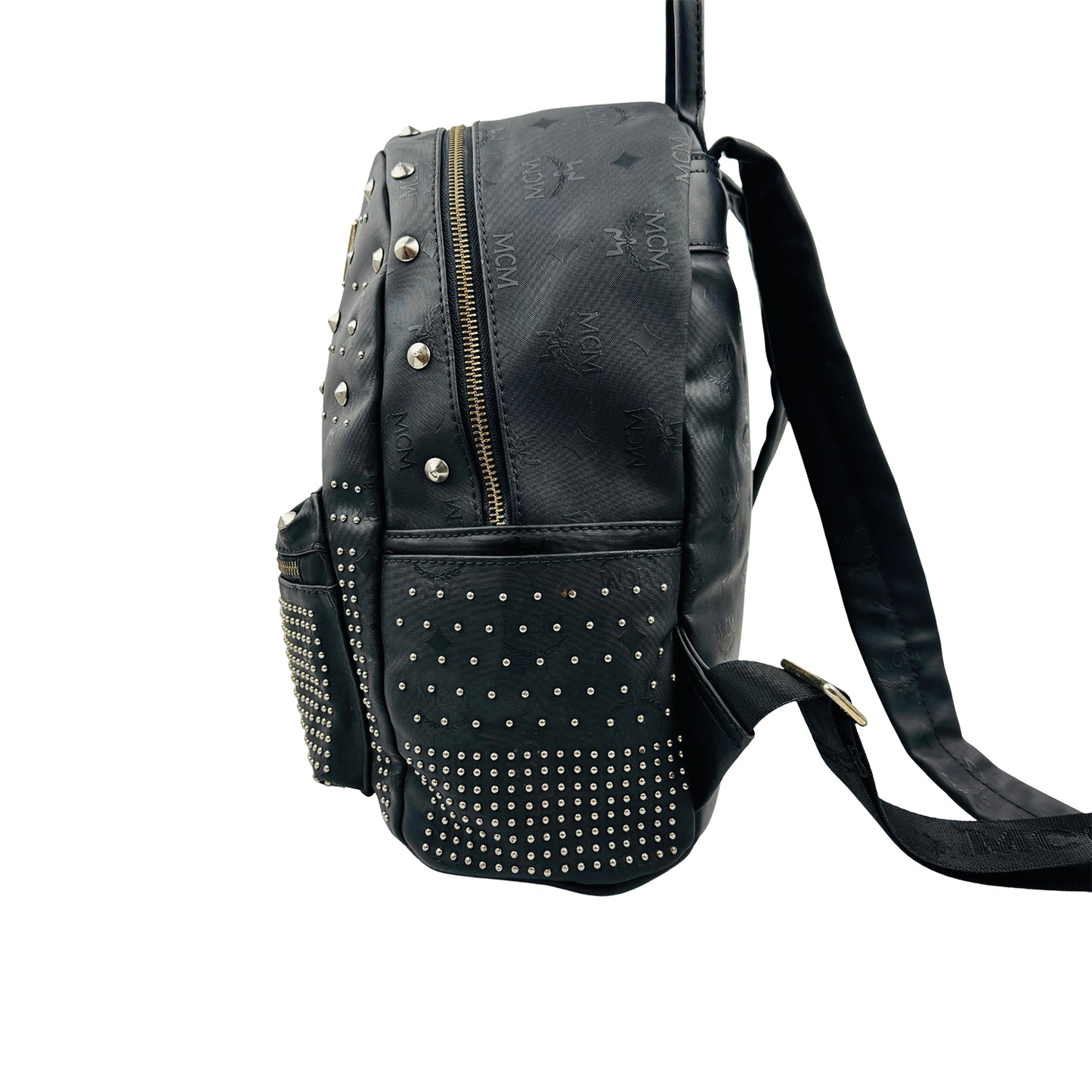 MCM Stark Black Visetos Mixed Studded Backpack