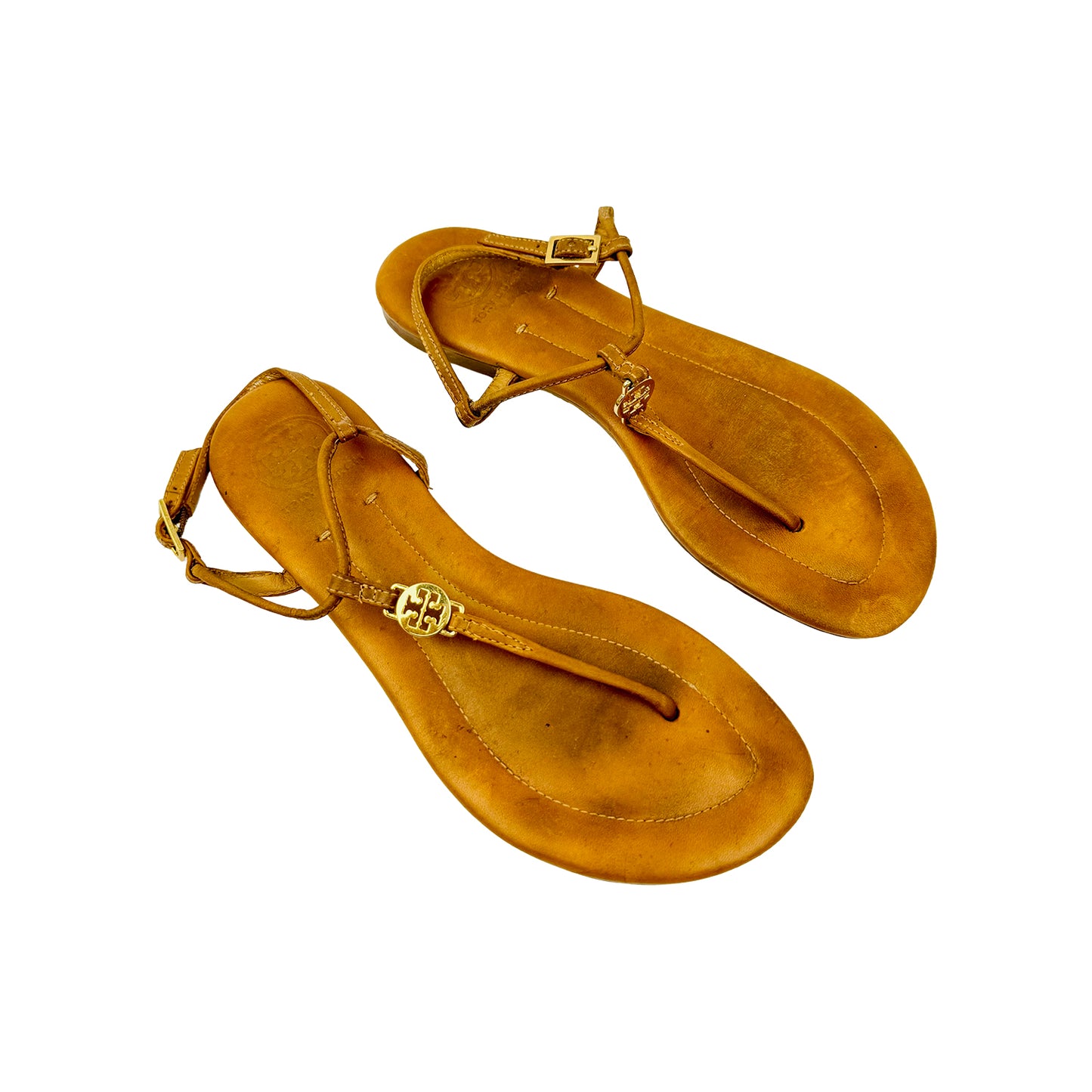Tory Burch Emmy Leather Flat Sandals (Size 37/37.5)