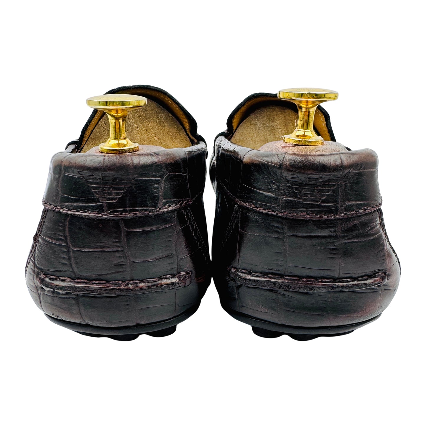 Emporio Armani Croc-Embossed Dark Brown Loafers (Size 42/42.5)