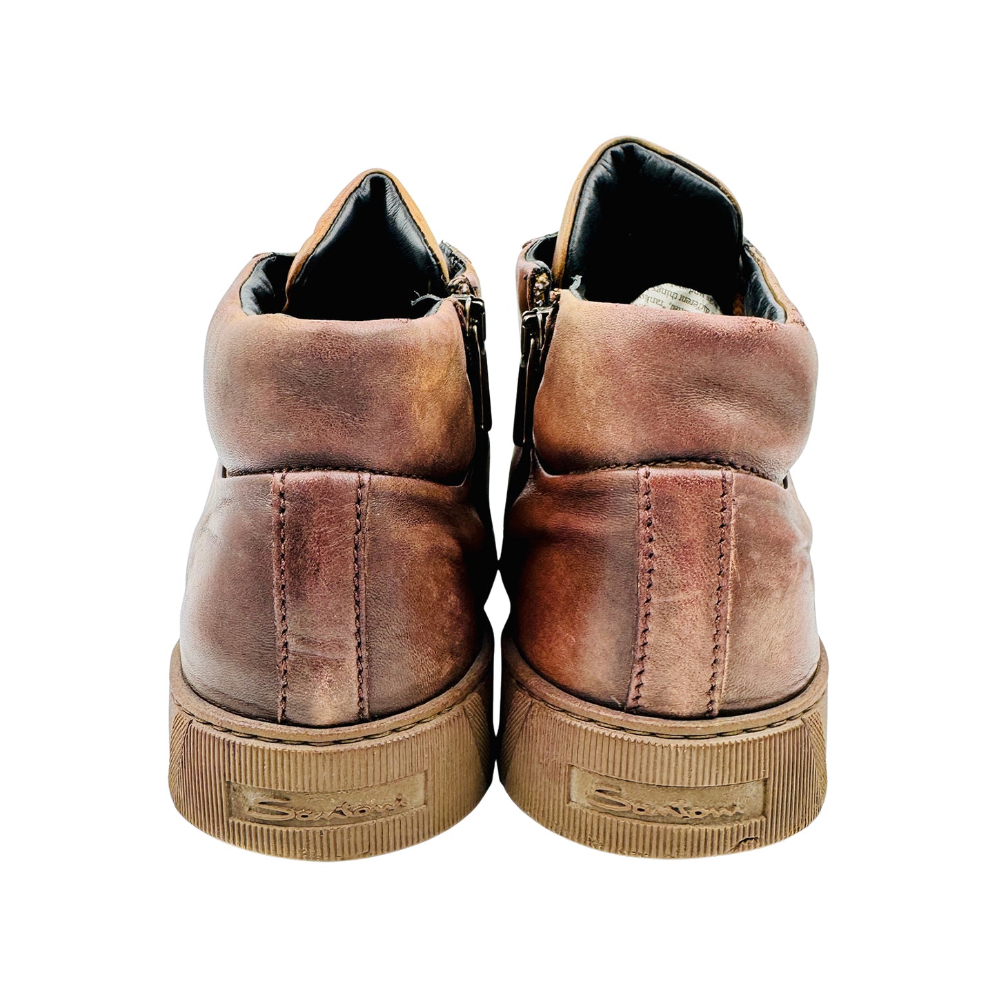 Santoni Men's Brown Leather High-Top Sneakers (Size 44)