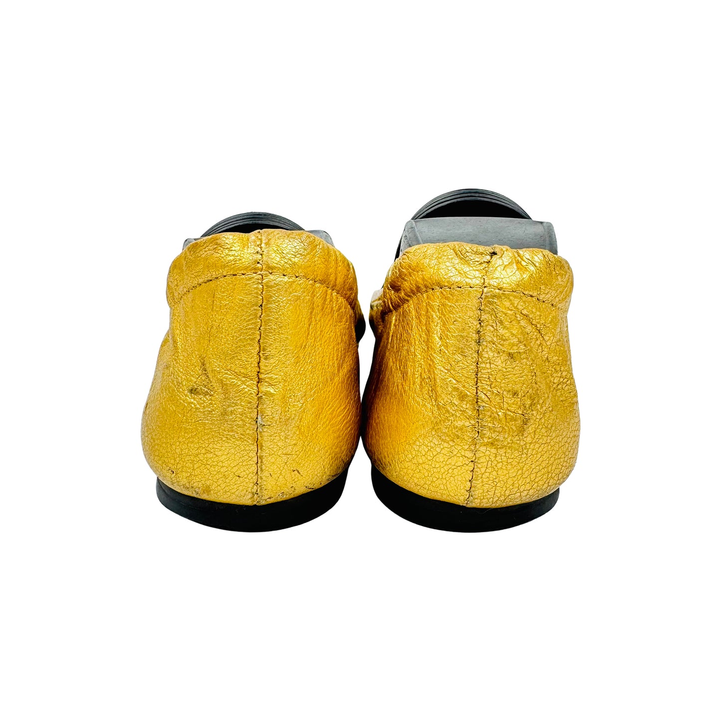 Tory Burch Minnie Travel 'Metallic Gold' Ballet Flats (Size 37.5/38)