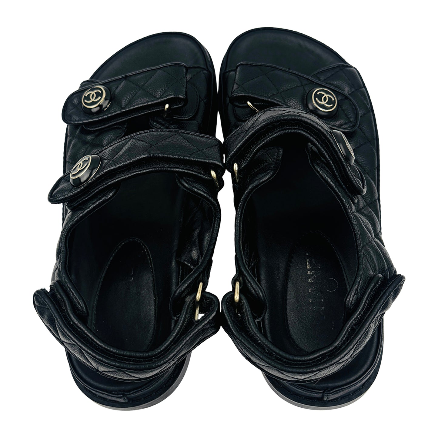 Chanel Black Quilted Leather Sandals (Size 39)