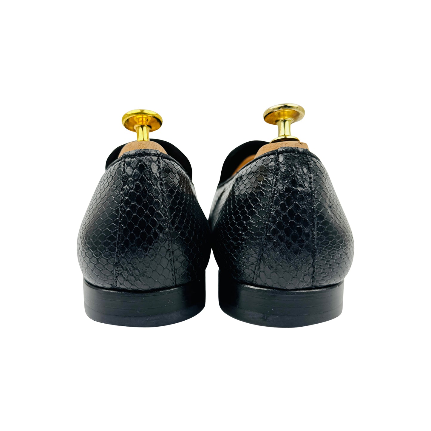 Roberto Cavalli Black Python Embossed Leather Loafers (Size 44.5)