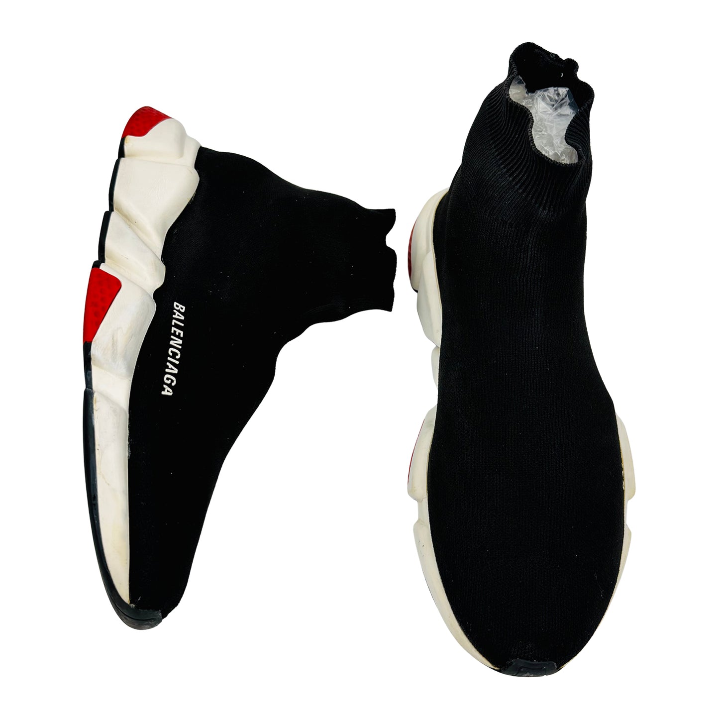 Balenciaga Men's Speed Trainer 'Black White Red' Shoes (Size 43)