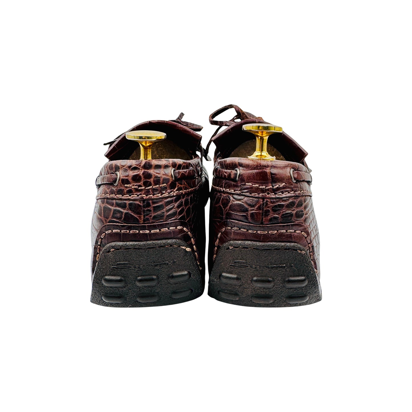 Santoni Croc-Embossed Leather Driving Loafers (Size 42.5)