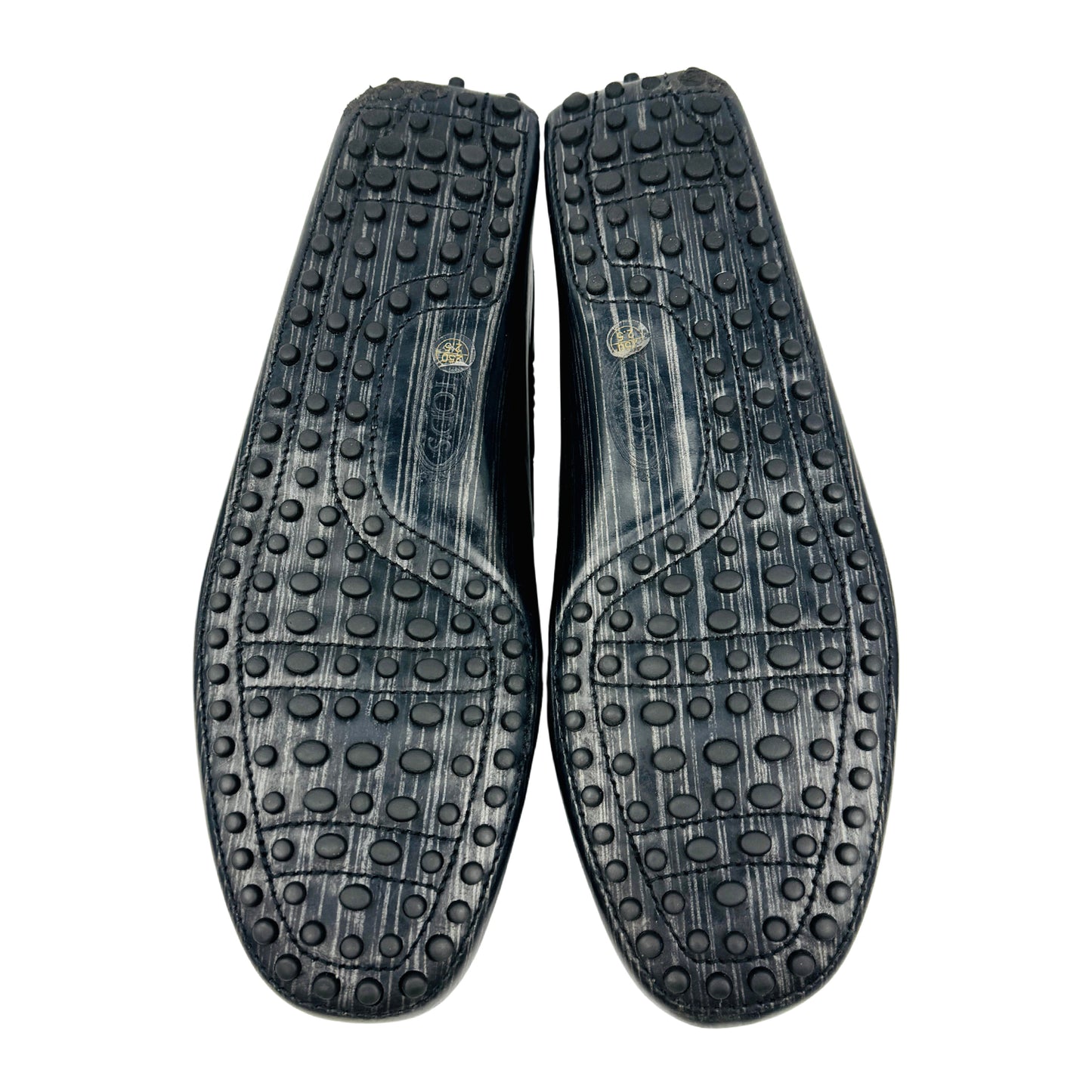Tod’s Textured 'Black Grey' Patent Leather Loafers (Size 41)