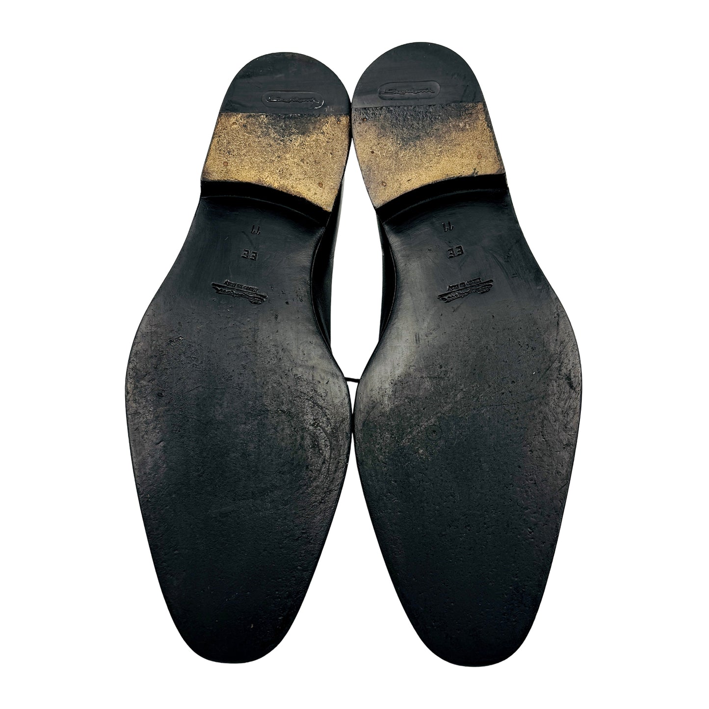 Santoni Men's Black Leather Oxford Shoes (Size 45)