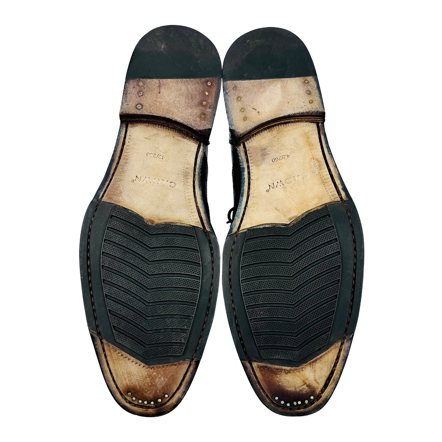 Crown Men's Black Leather Brogue Shoes (Size 42/42.5)