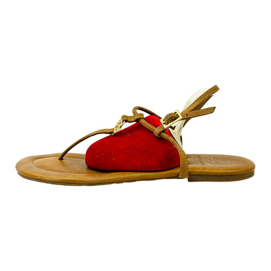 Tory Burch Emmy Leather Flat Sandals (Size 37/37.5)