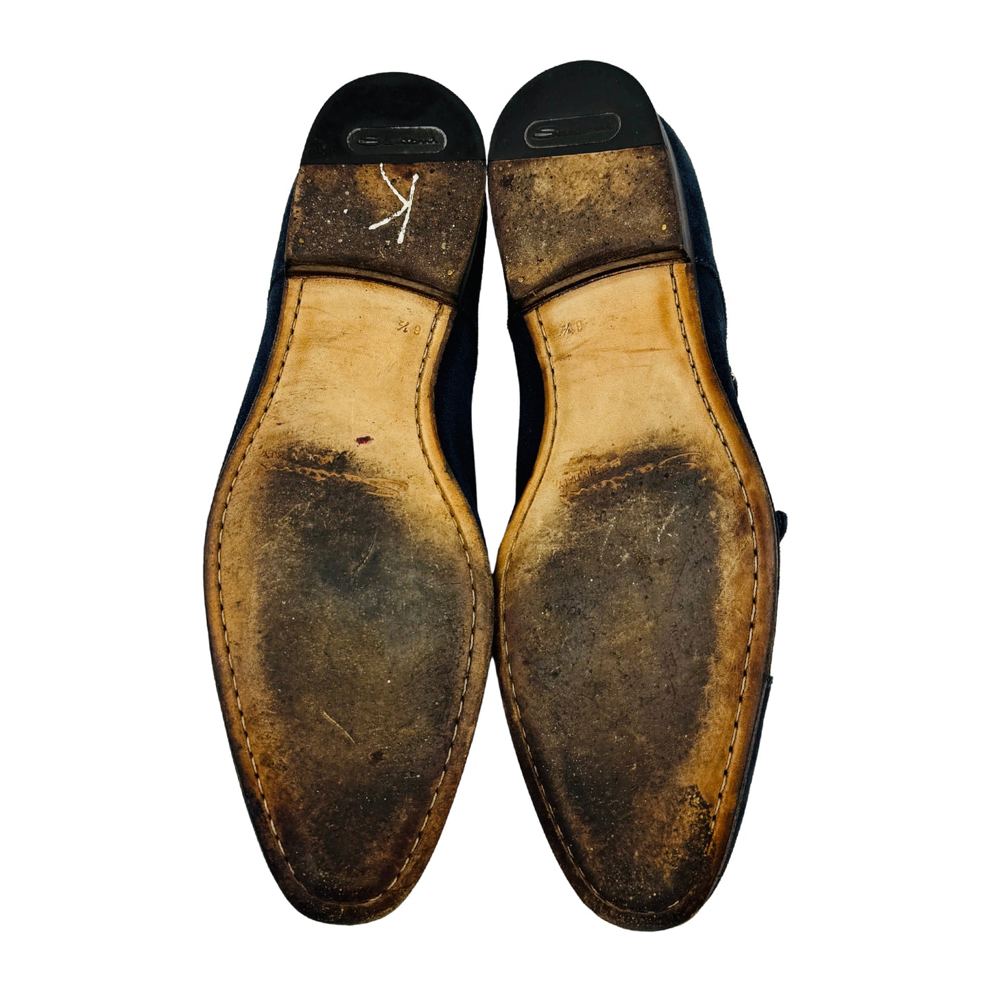 Santoni Blue Suede Monk Strap Shoes (Size 41.5)