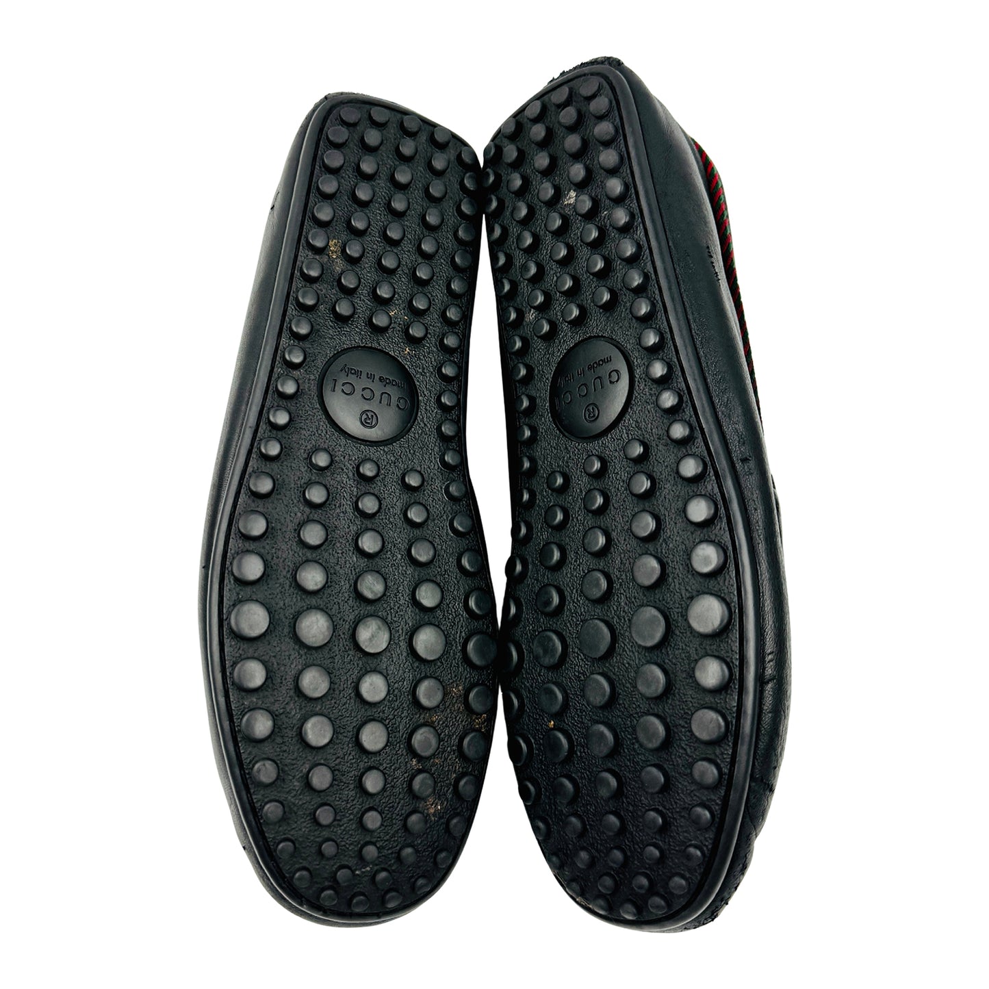 Gucci Bee Embroidered Black Leather Loafers (Size 41) - 497117