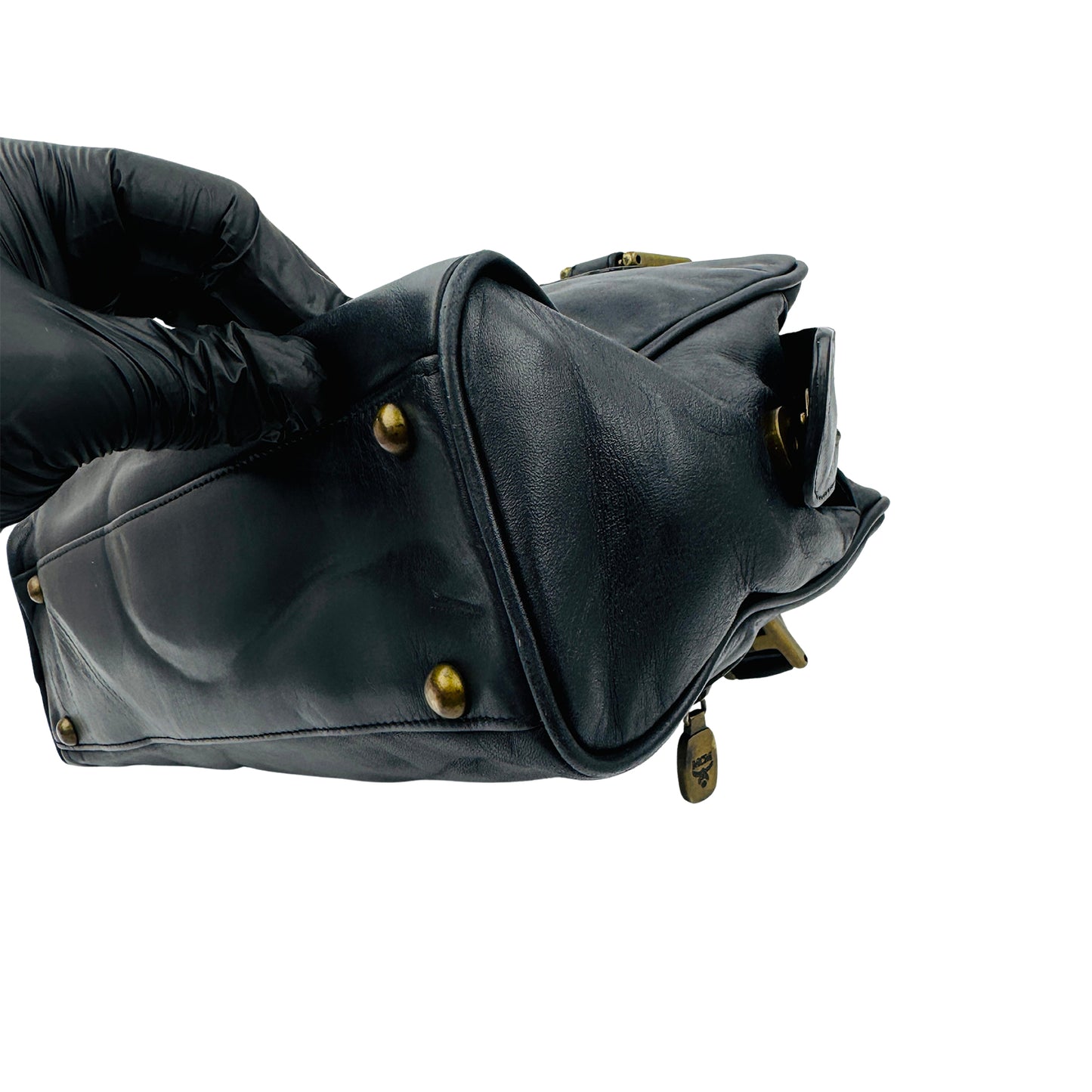 MCM Black Boston Leather Shoulder Bag