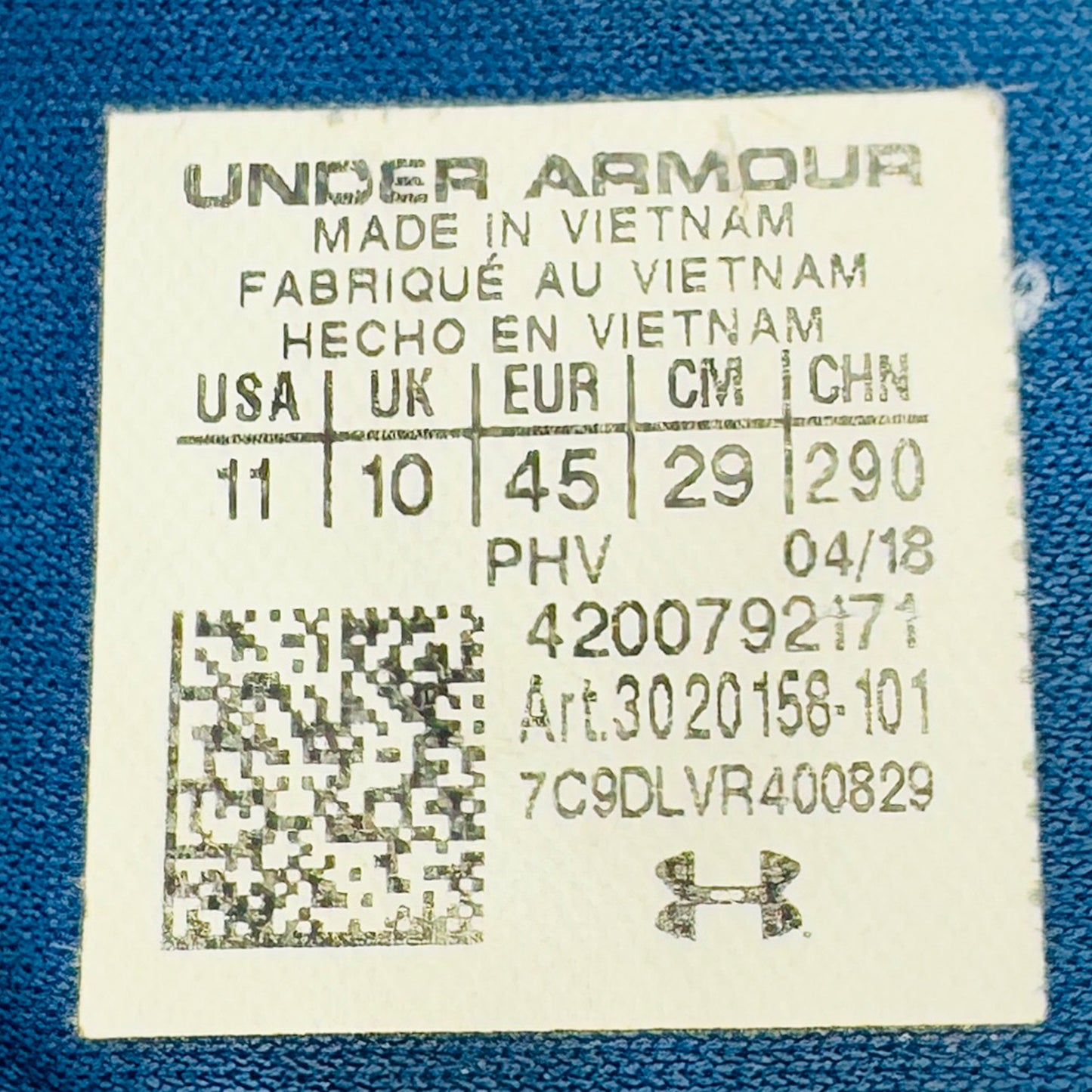 Inside made, size, code printing image of Under Armour Men's Grey Blue Slippers (Size 45/46)