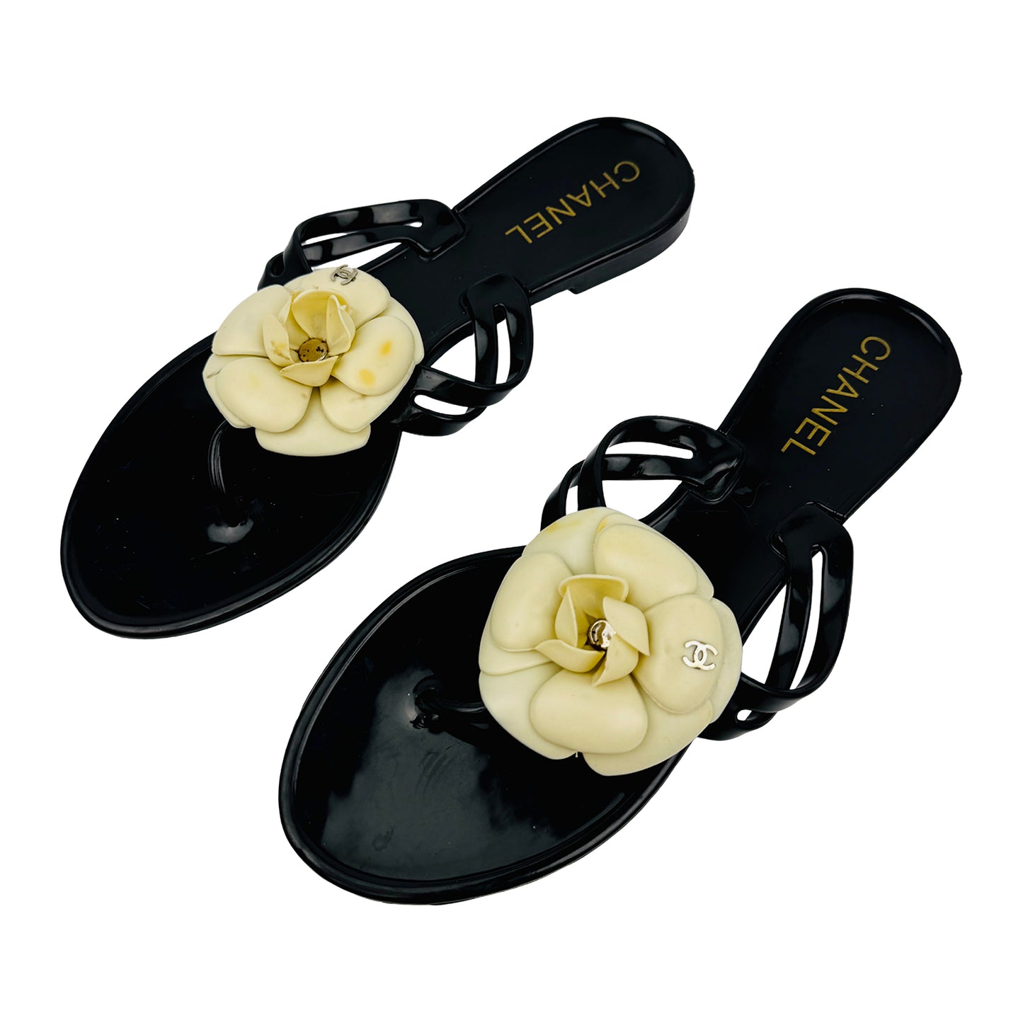 Chanel Women's Camellia Back Thong Slippers (Size 37)