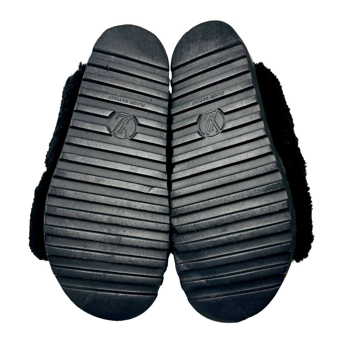 Louis Vuitton Black Fur Italian Slides (Size 40)