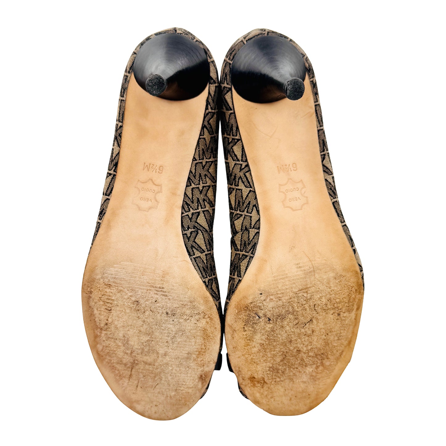 Michael Kors Brown Logo Canvas Heels (Size 36.5)