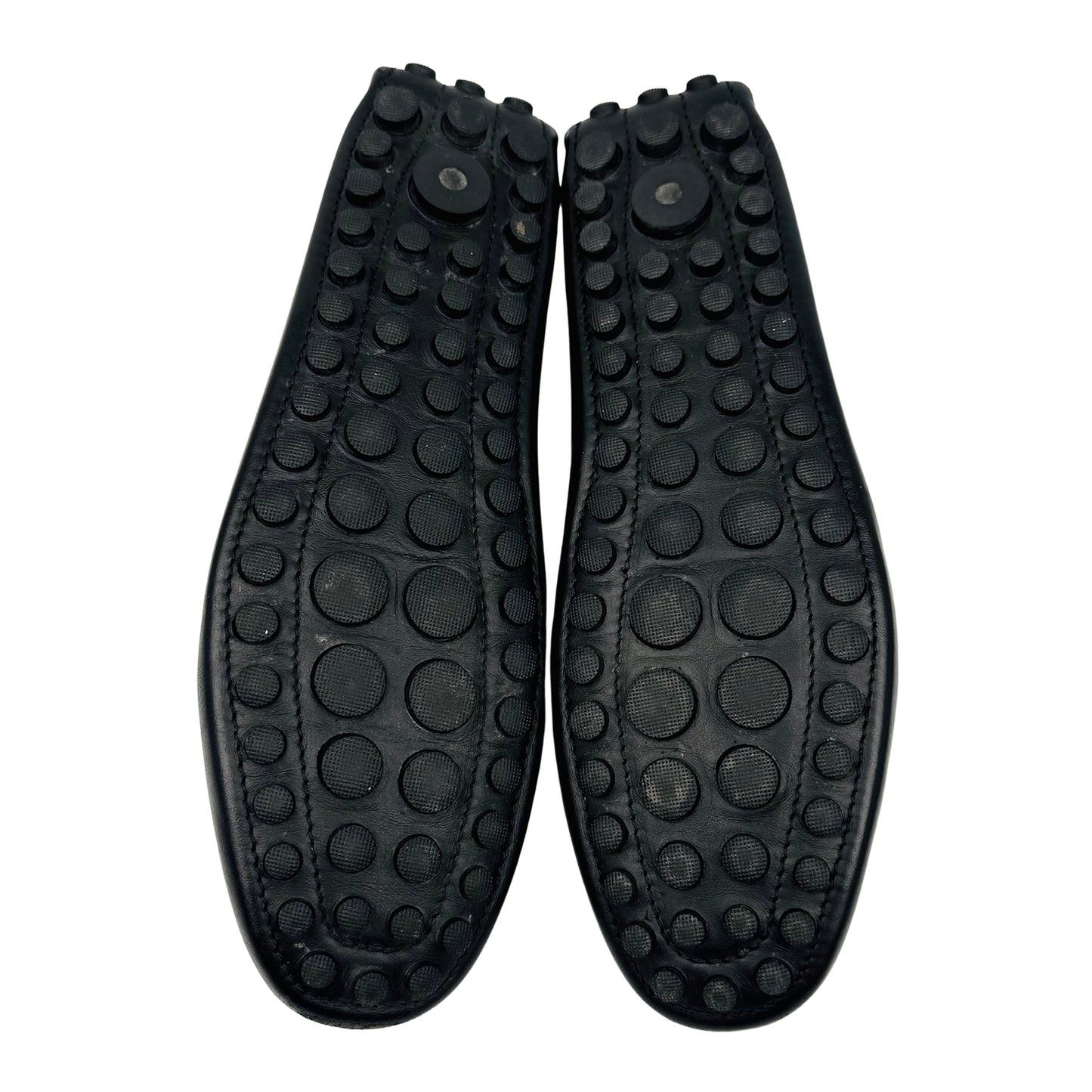 Moschino Logo Band Black Leather Loafers (Size 42.5)