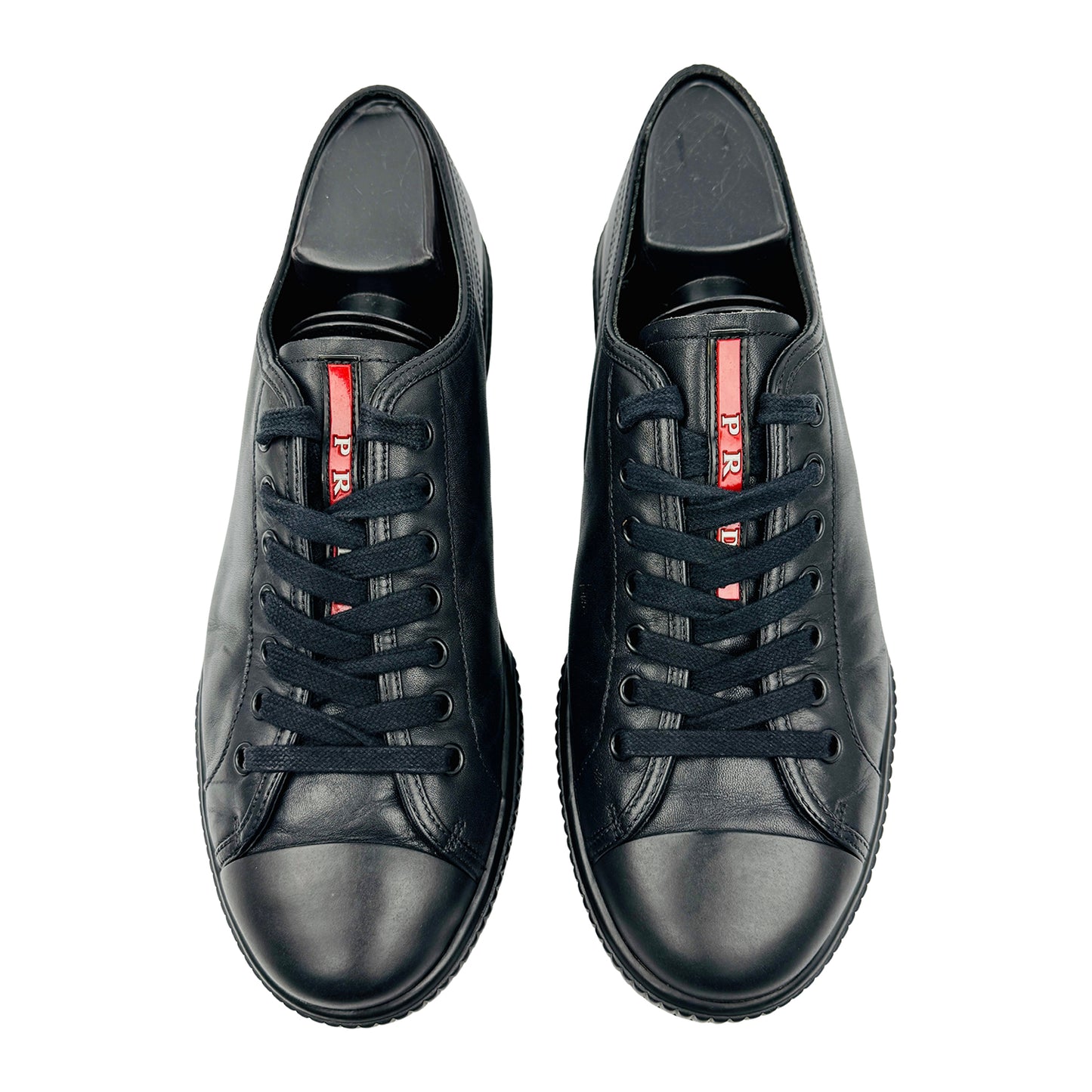 Prada Men's Black Leather Sneakers (Size 42.5)