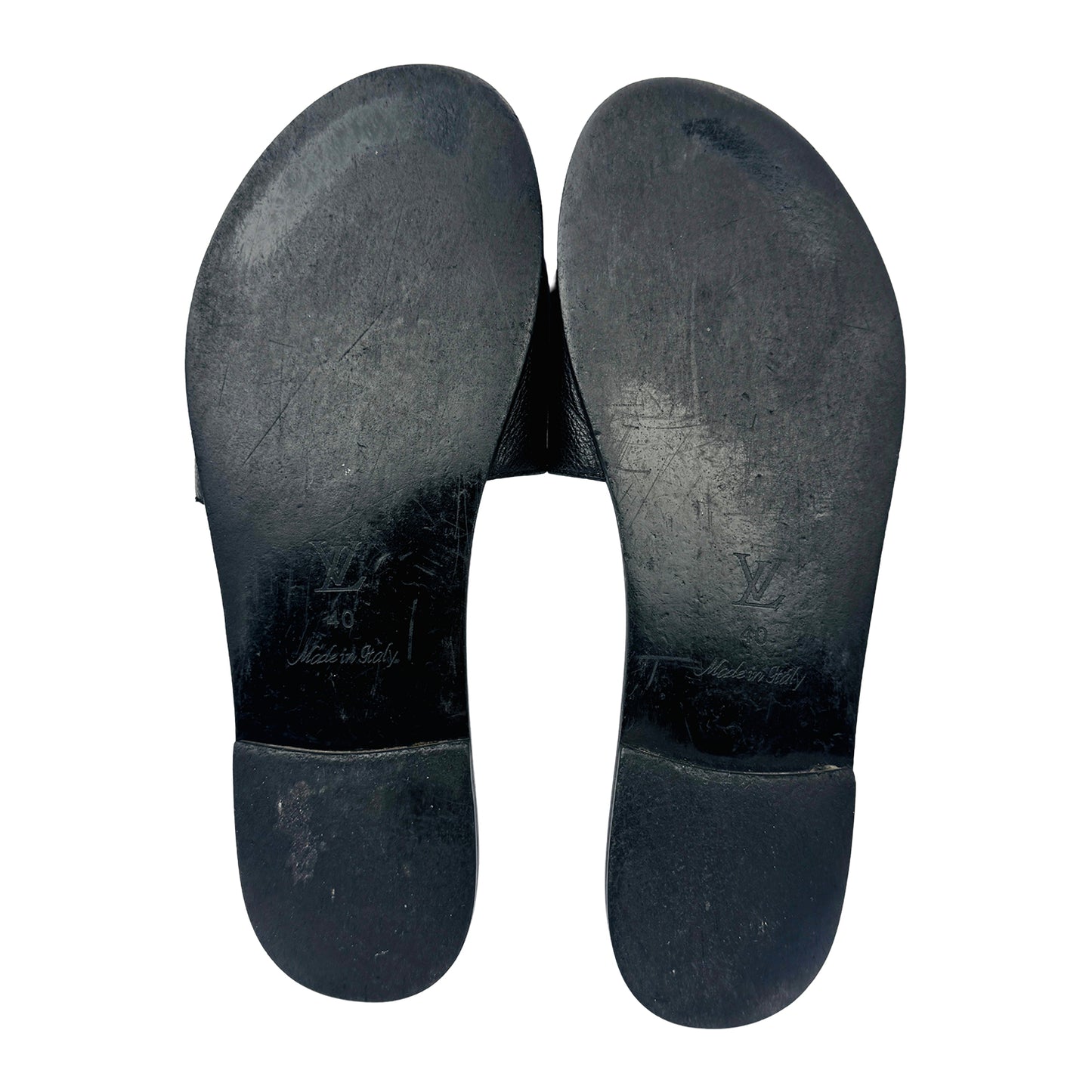 Outsole image of Louis Vuitton Black Beach Slides (Size 40)