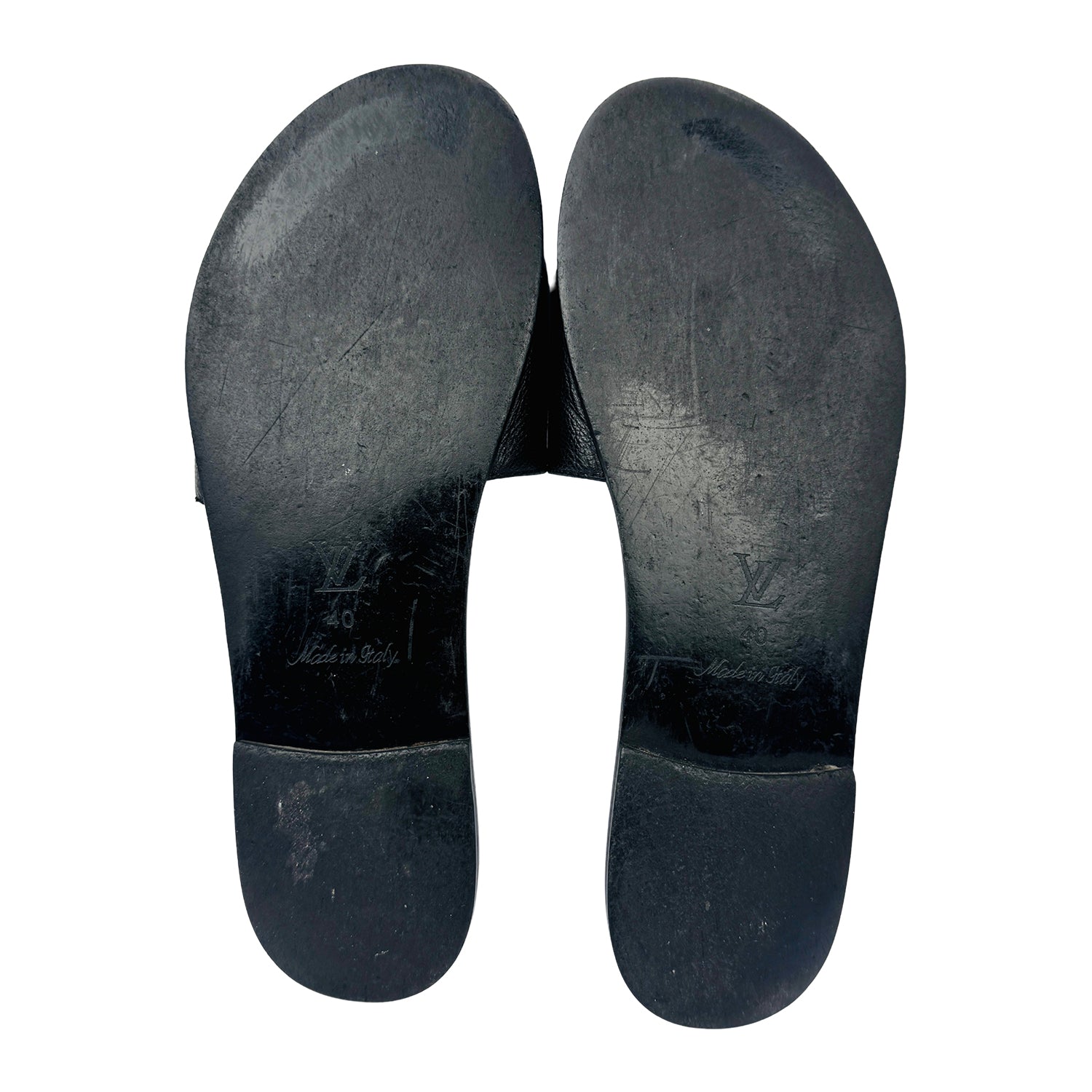 Outsole image of Louis Vuitton Black Beach Slides (Size 40)