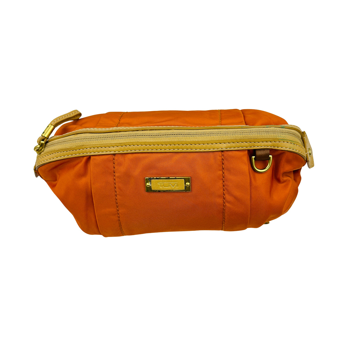 TUMI Bright Orange Nylon Cosmetic Pouch
