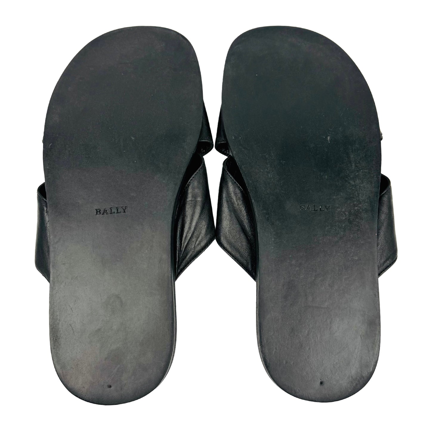 Bally Black Leather Cross Strap Sandal Slides (Size 40)