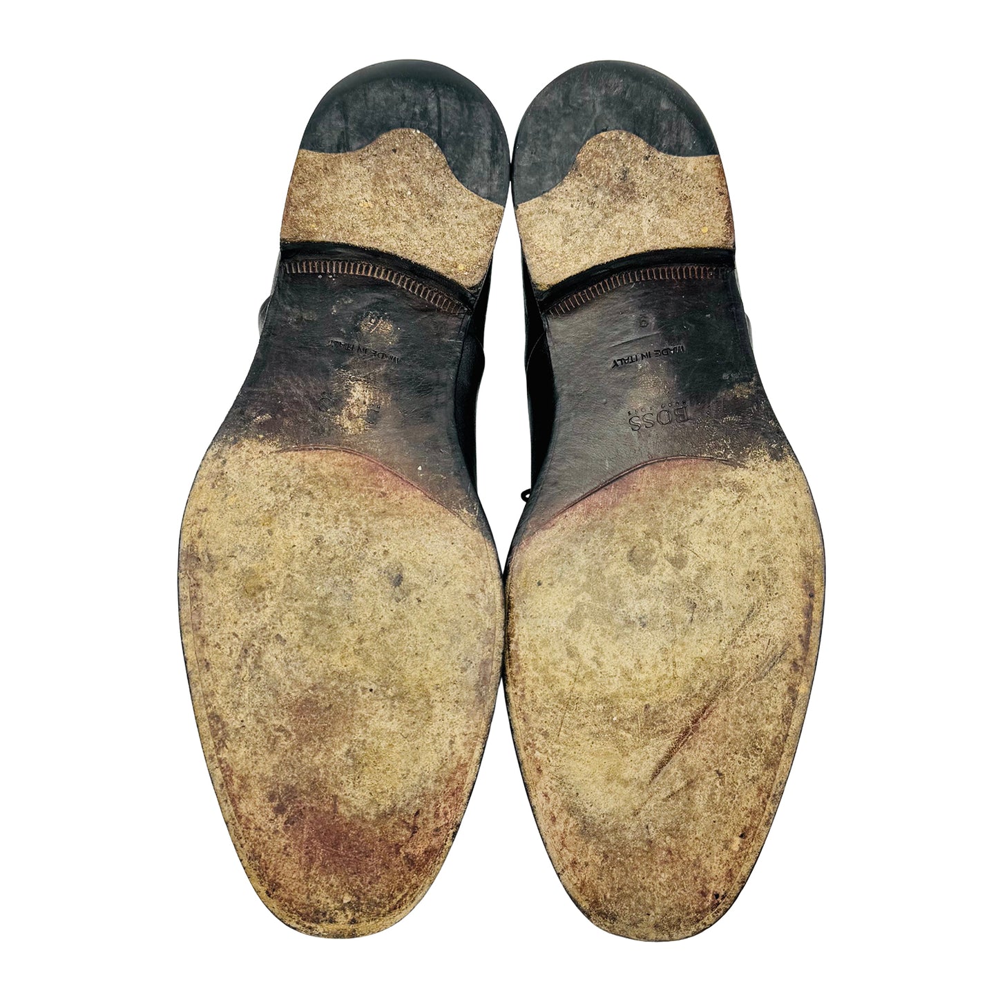 Hugo Boss Men's Black Leather Italian Oxfords (Size 44)