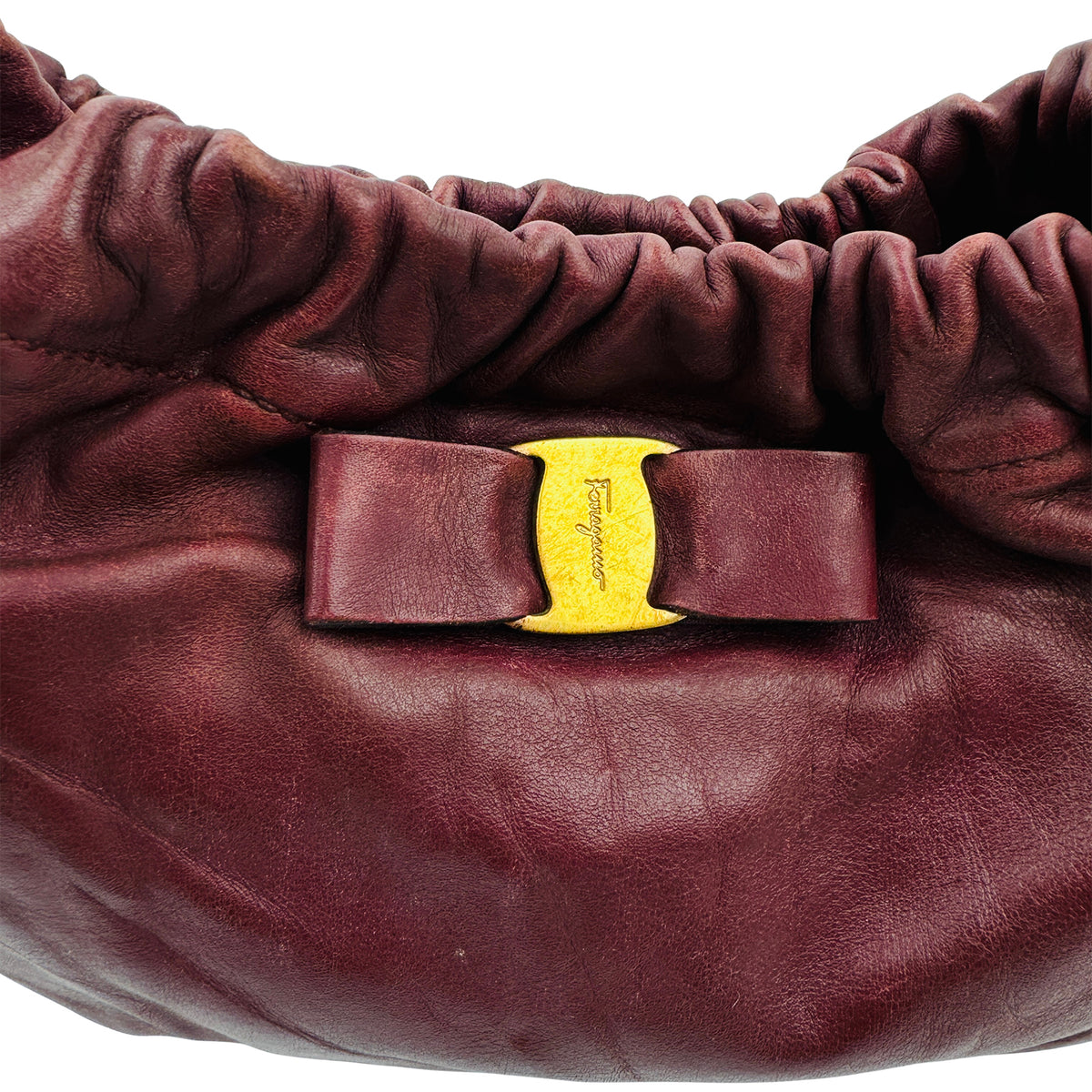 Salvatore Ferragamo Vara Bow Pleated Slouchy Hobo Bag