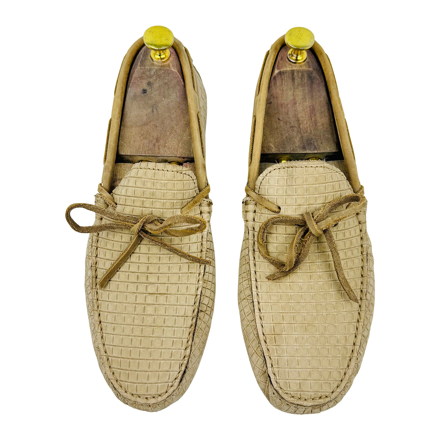 Tod’s Beige Croc-Embossed Nubuck Driving Loafers (Size 40/40.5)