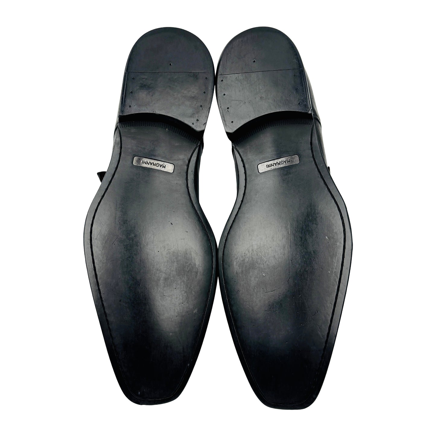 Magnanni Black Leather Single Monk Strap Shoes (Size 45)