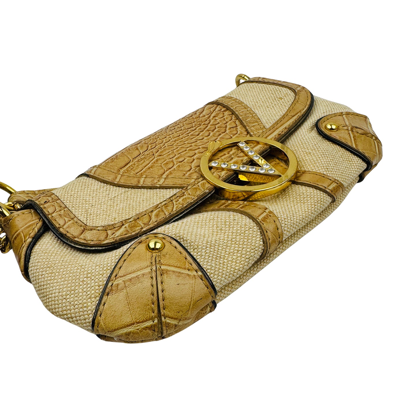 Valentino Garavani Croc-Embossed Tan Hand Bag