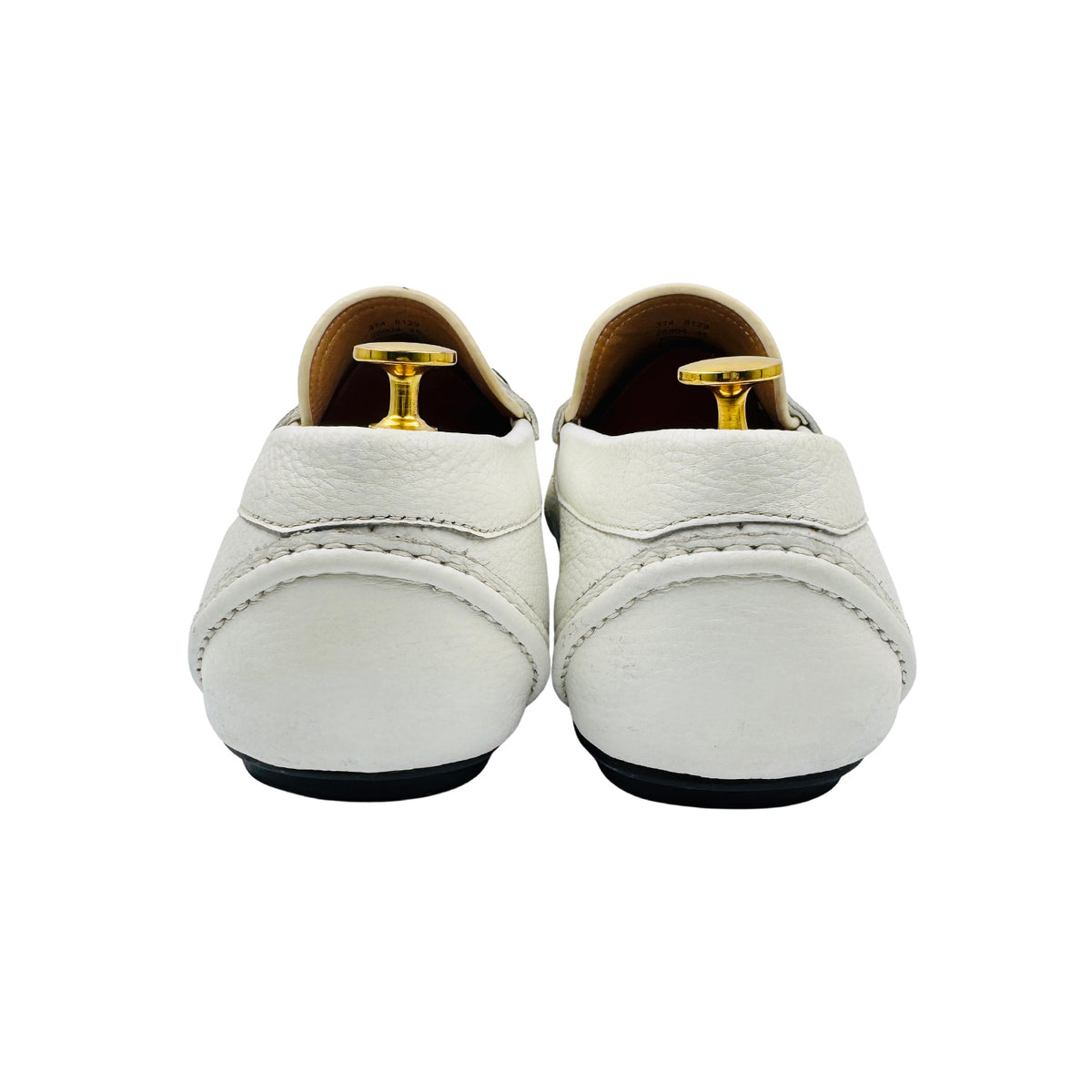Balmain Pebbled Leather White Driving Loafers (Size 45)