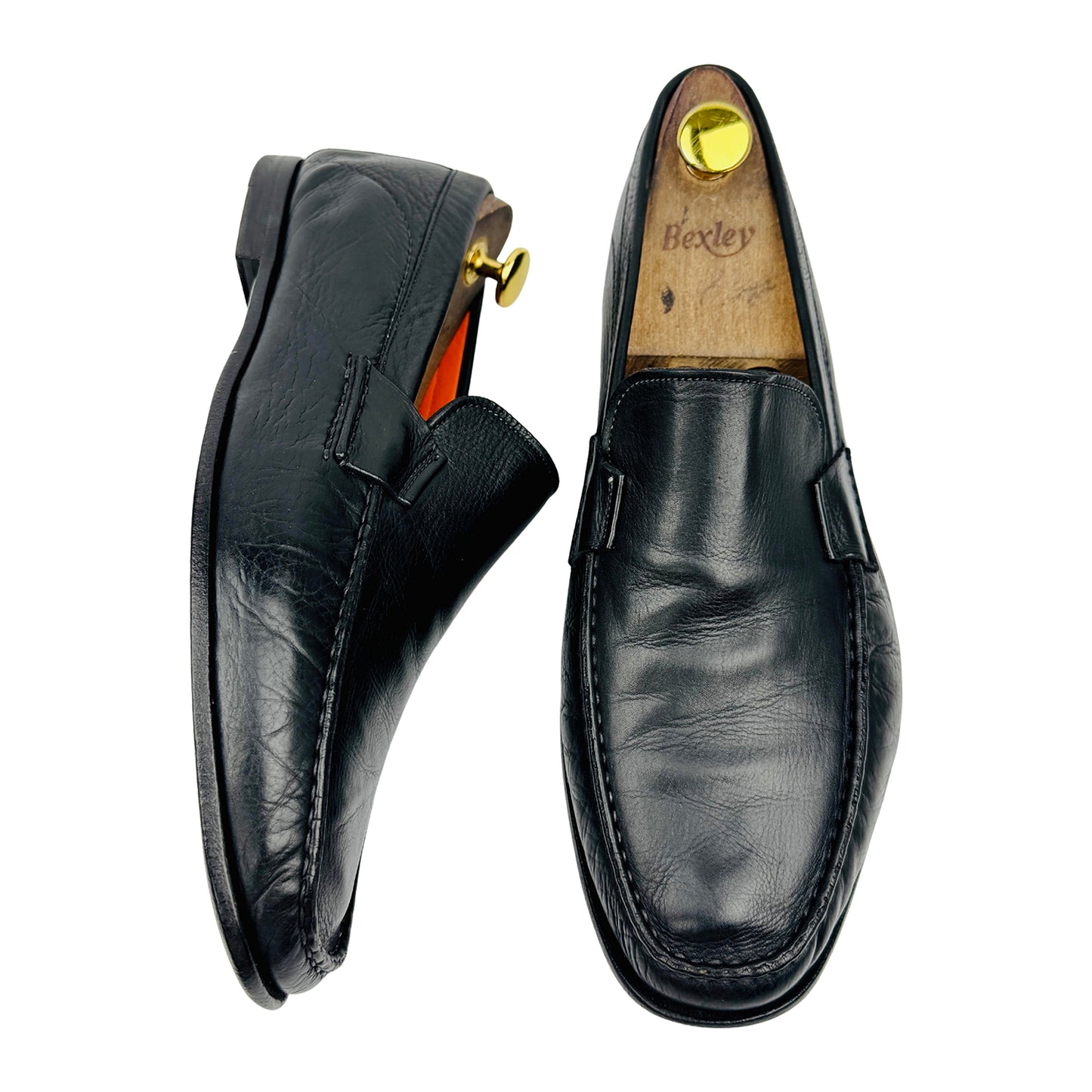 Santoni Men's Black Leather Loafers (Size 43/43.5)