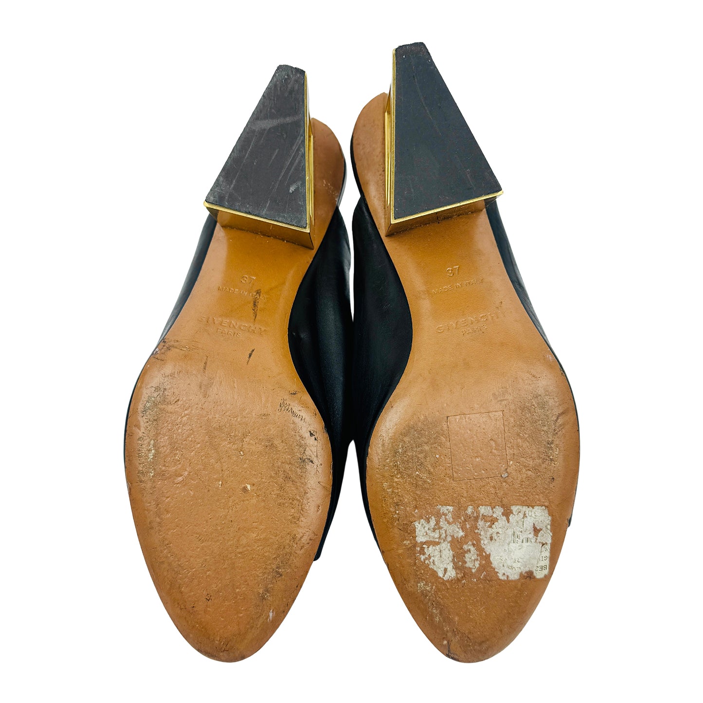 Givenchy G Triangle 'Black Gold' Mule Heels (Size 37)