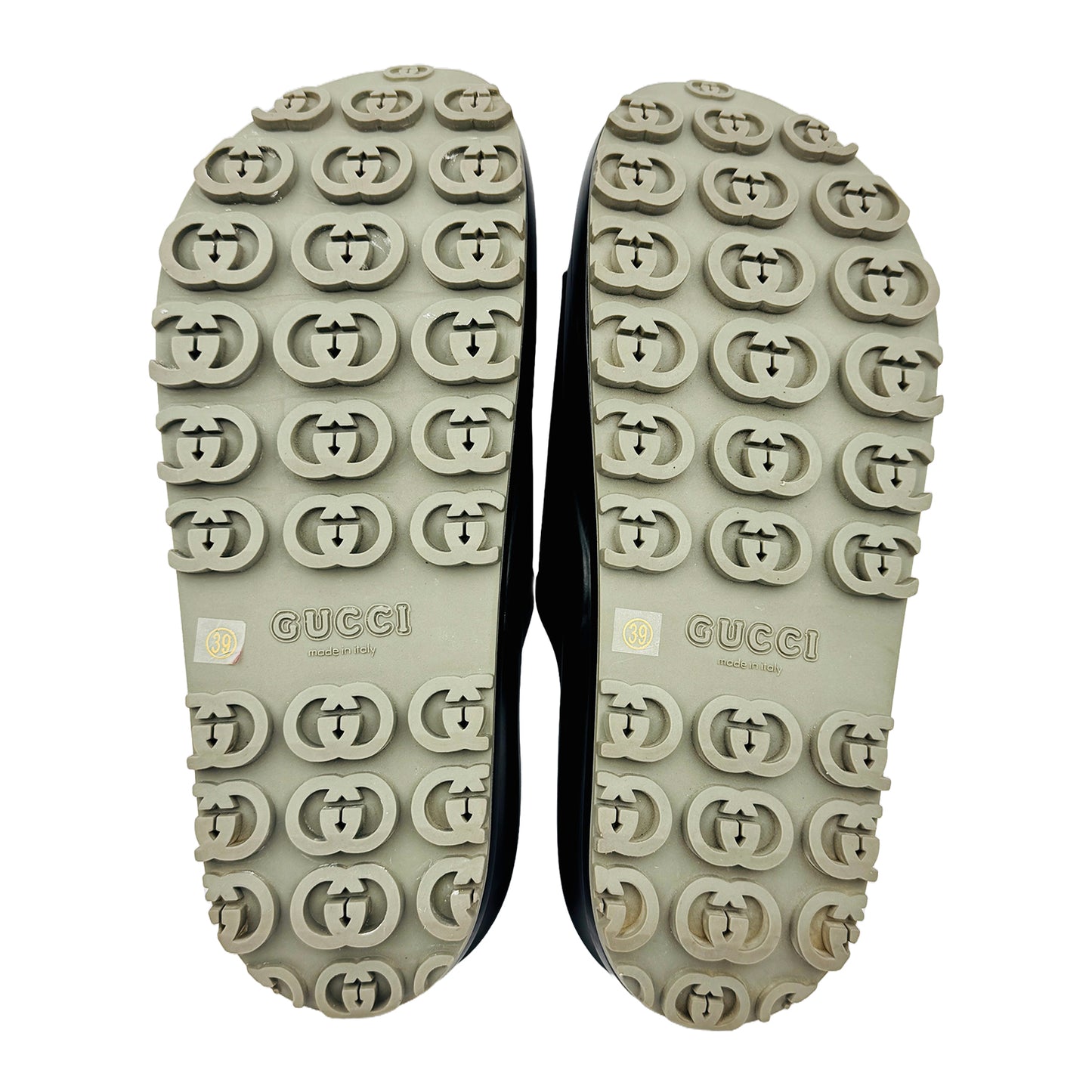 Outsole image of Gucci Black Interlocking G Slides (Size 39/39.5) - GUC1556587